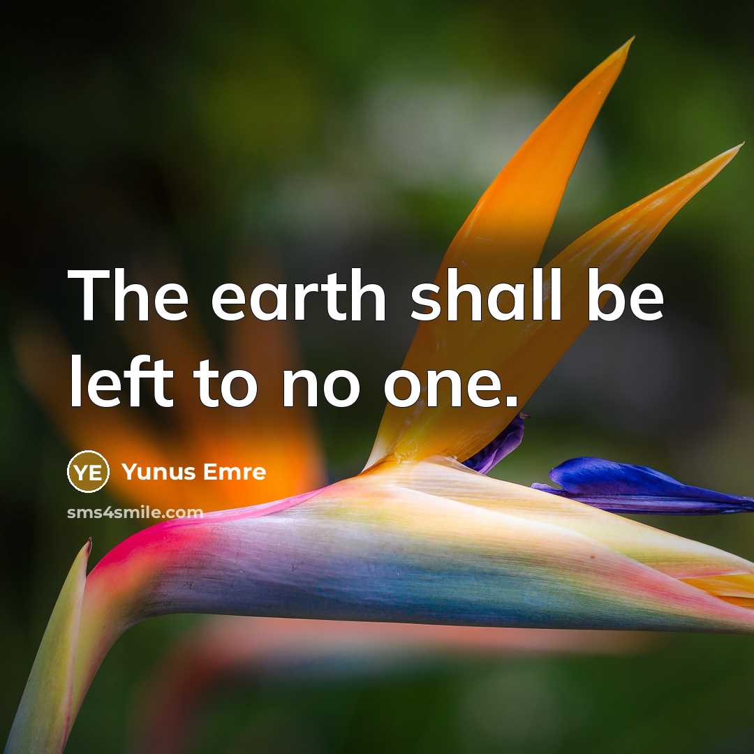“The earth shall be left to no one.…” quote by Yunus Emre