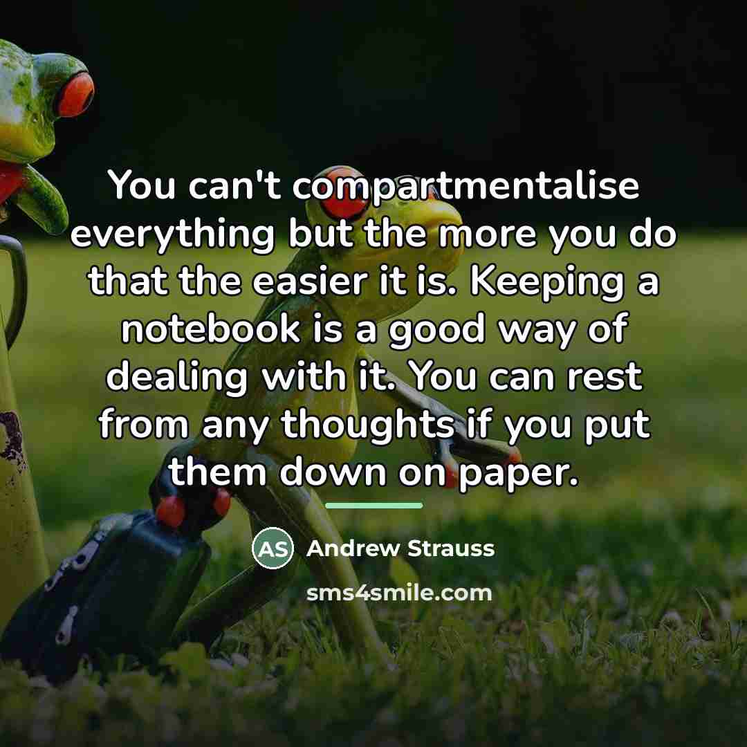 “You can't compartmentalise everything but the more you do that…” quote by Andrew Strauss