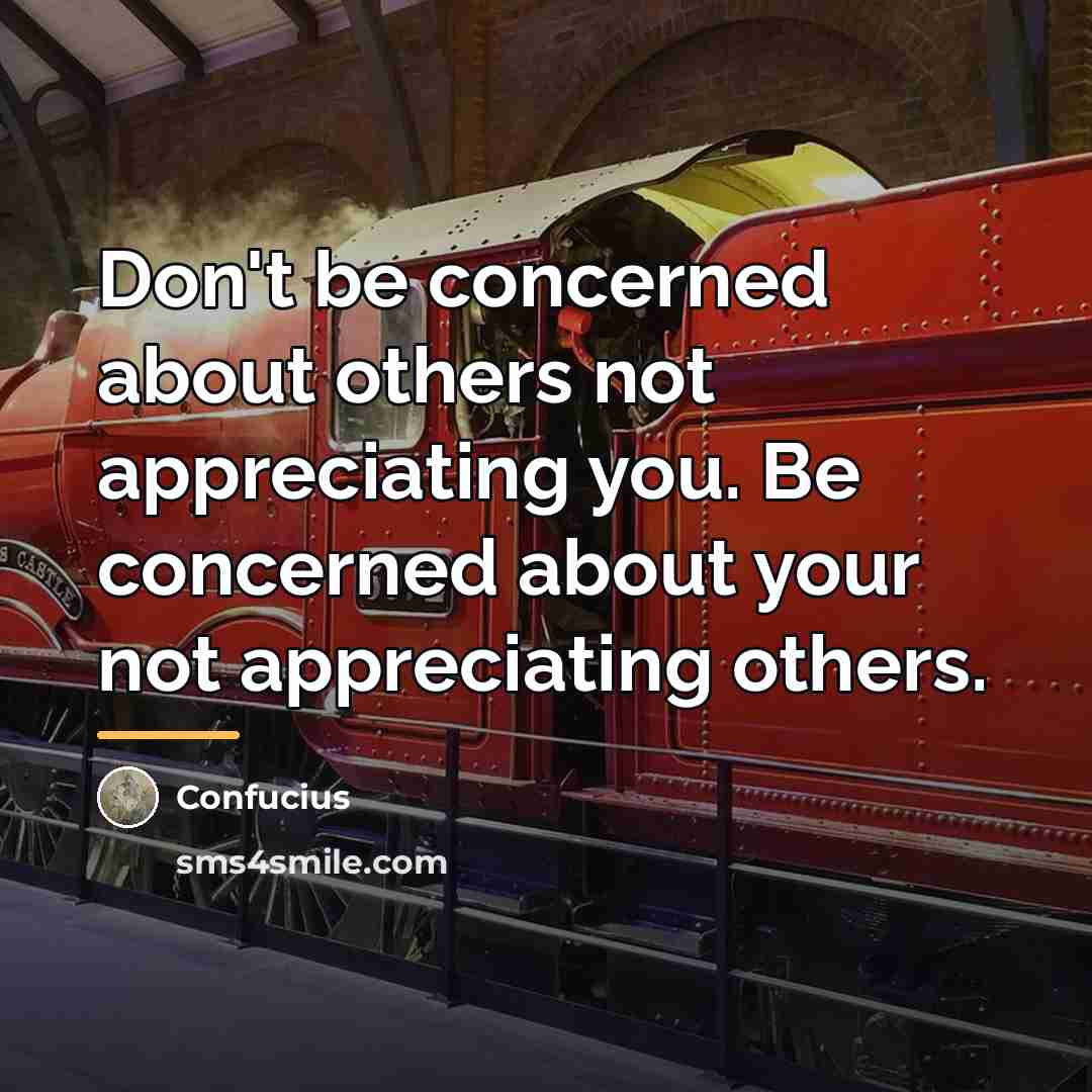 “Don't be concerned about others not appreciating you. Be concerned…” quote by Confucius