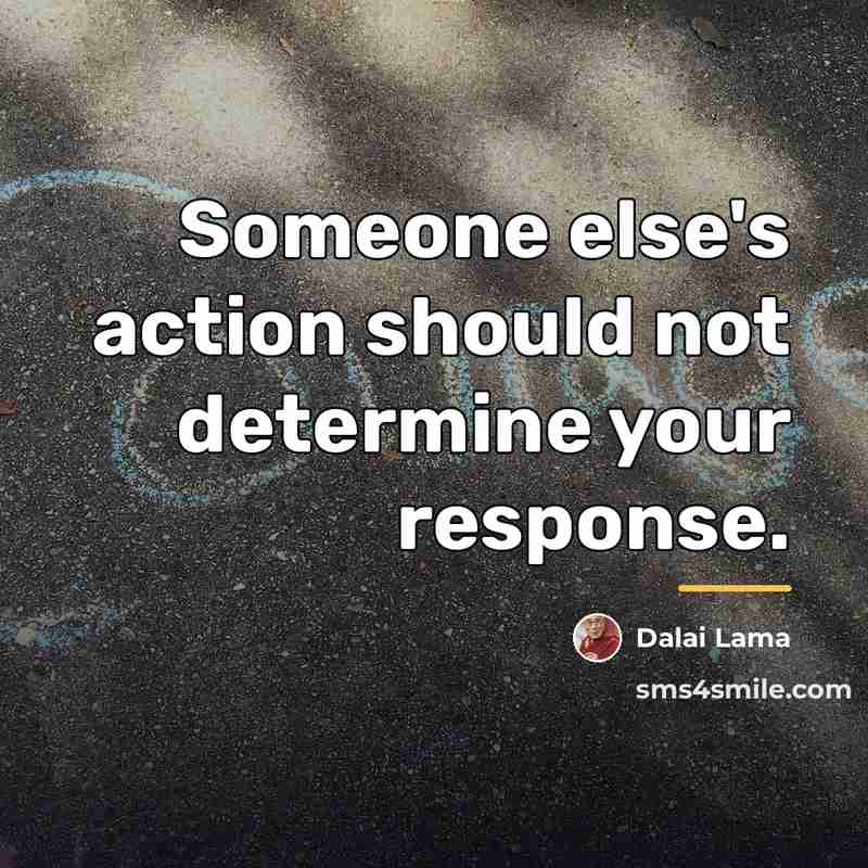 “Someone else's action should not determine your response.…” quote by Dalai Lama