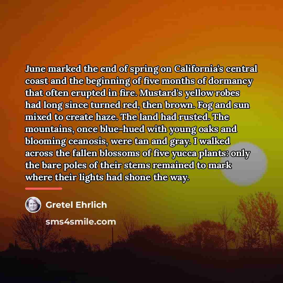“June marked the end of spring on California's central coast…” quote by Gretel Ehrlich