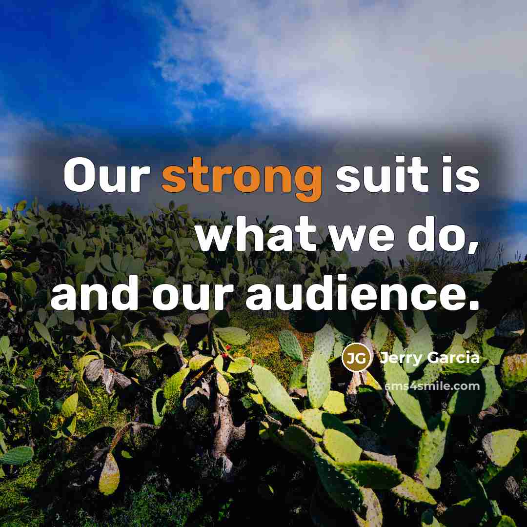 “Our strong suit is what we do, and our audience.…” quote by Jerry Garcia