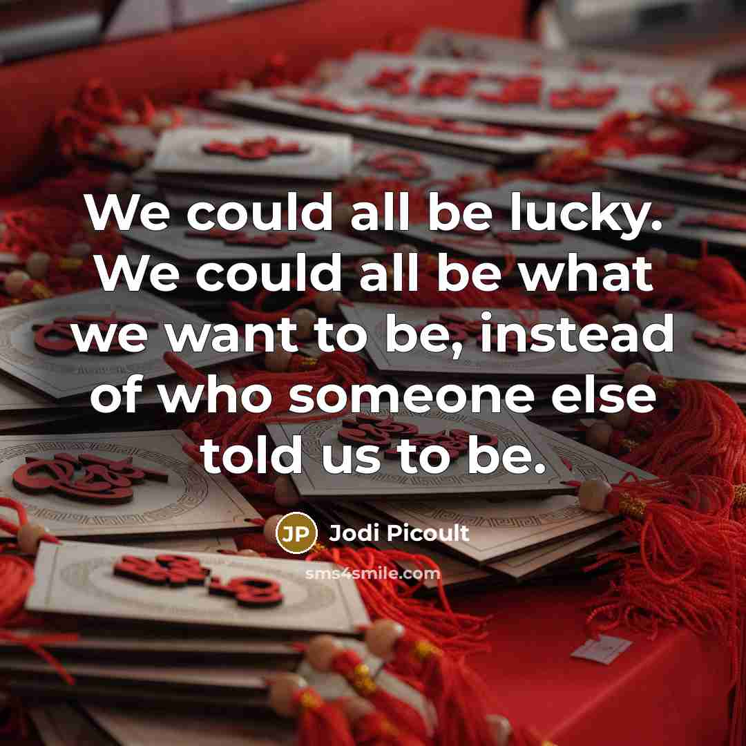 “We could all be lucky. We could all be what…” quote by Jodi Picoult