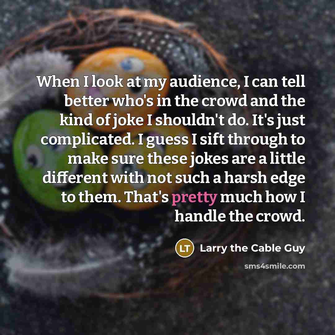“When I look at my audience, I can tell better…” quote by Larry the Cable Guy