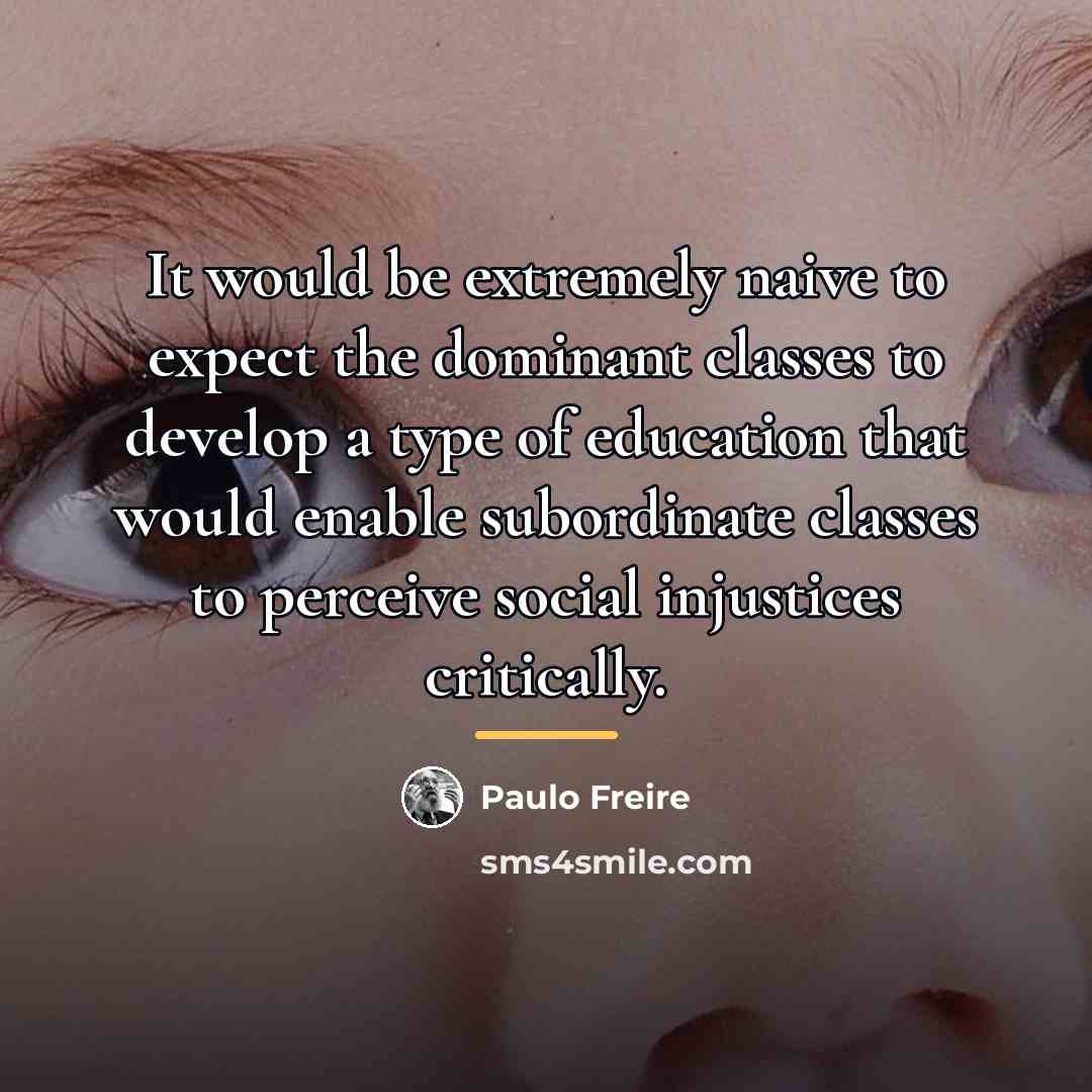 “It would be extremely naive to expect the dominant classes…” quote by Paulo Freire