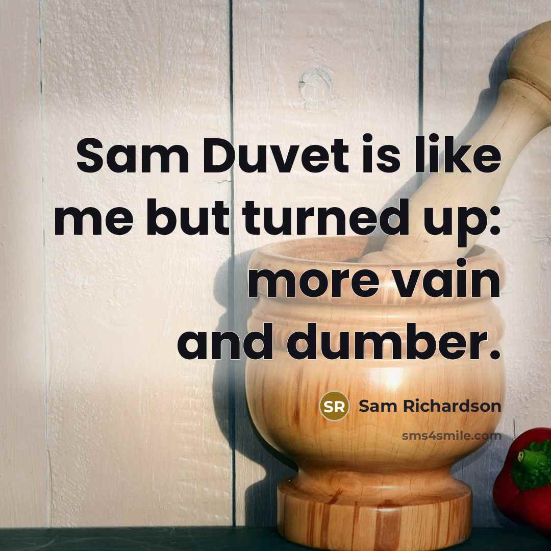“Sam Duvet is like me but turned up: more vain…” quote by Sam Richardson