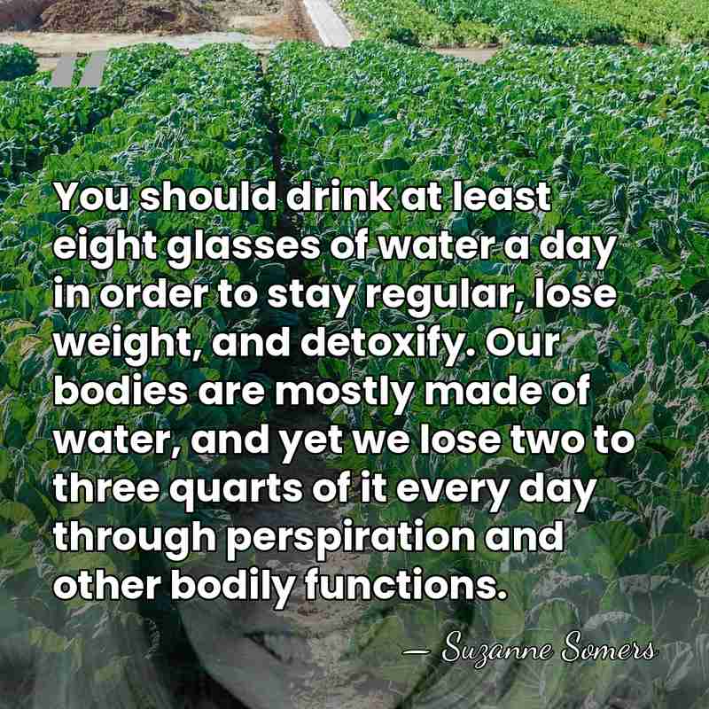 You should drink at least eight glasses of water a day in&hellip; - Suzanne Somers