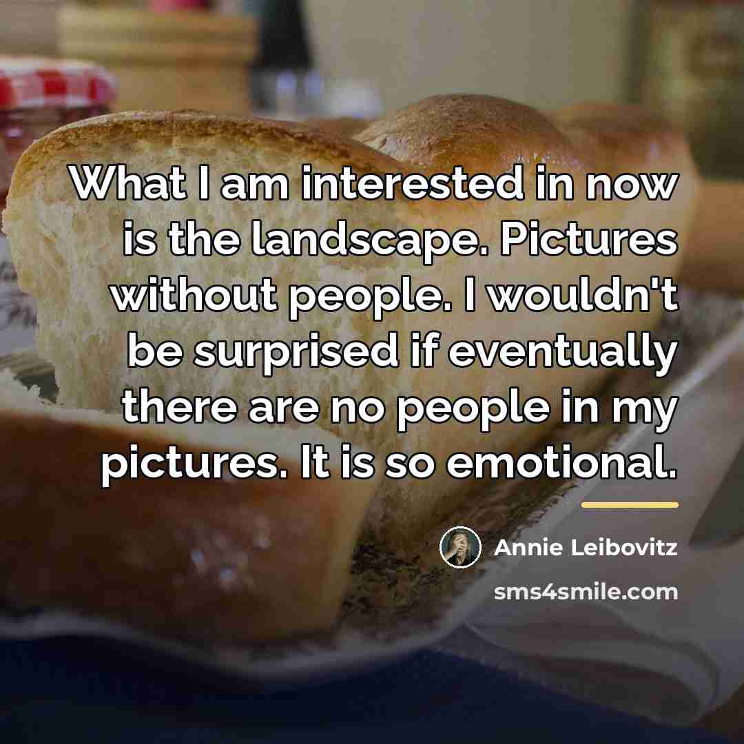 “What I am interested in now is the landscape. Pictures…” quote by Annie Leibovitz