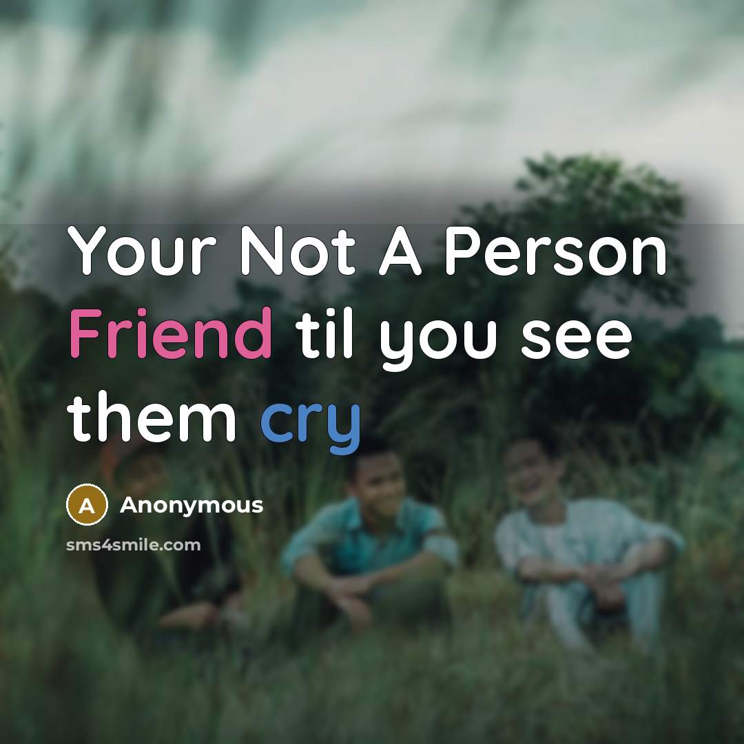 “Your Not A Person Friend til you see them cry” quote by Anonymous