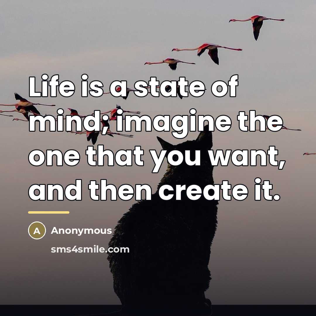 “Life is a state of mind; imagine the one that…” quote by Anonymous