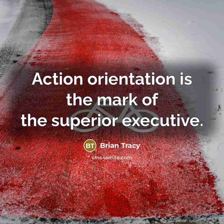 “Action orientation is the mark of the superior executive.…” quote by Brian Tracy