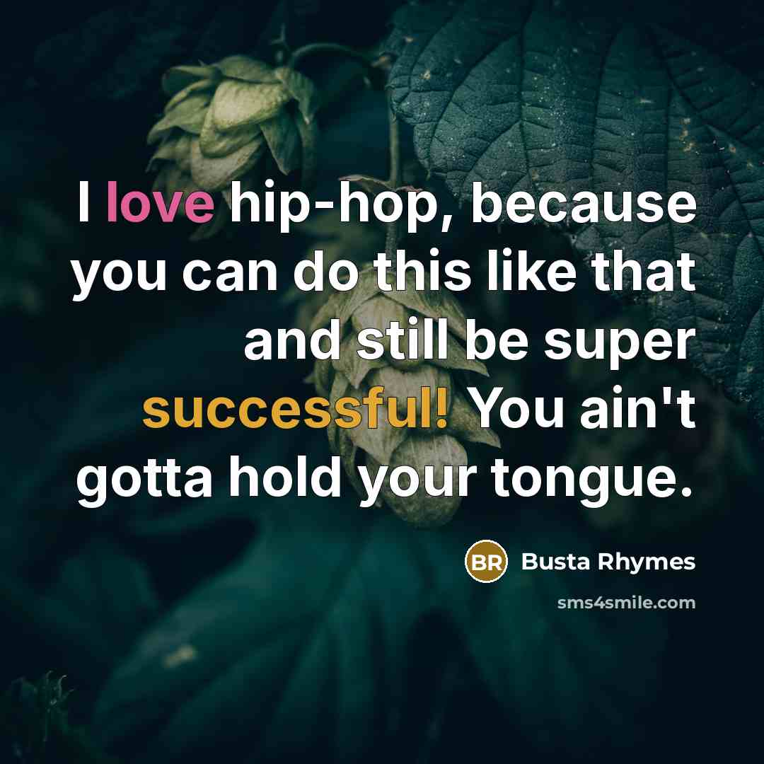 “I love hip-hop, because you can do this like that…” quote by Busta Rhymes