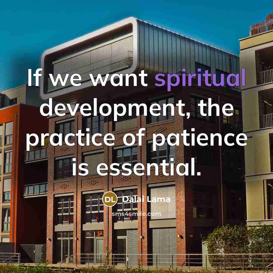“If we want spiritual development, the practice of patience is…” quote by Dalai Lama