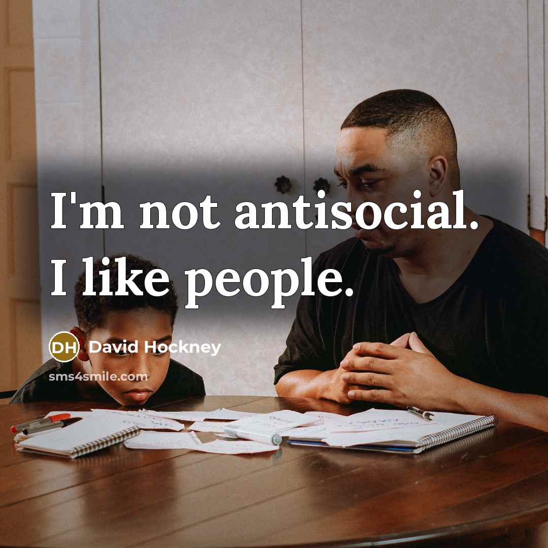“I'm not antisocial. I like people.…” quote by David Hockney