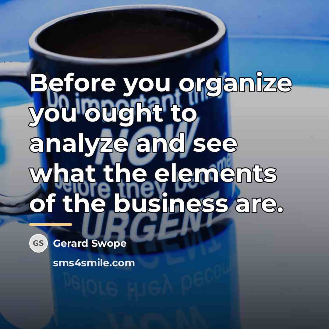 “Before you organize you ought to analyze and see what…” quote by Gerard Swope
