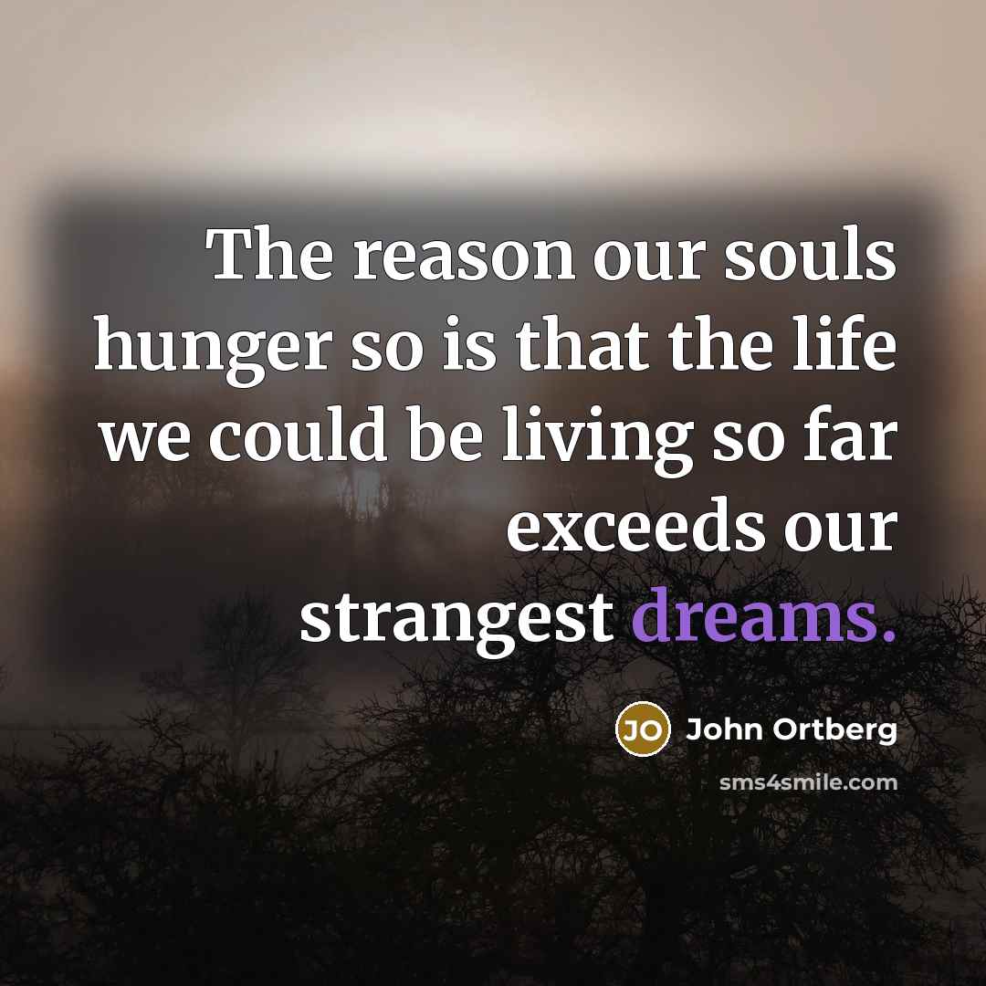 “The reason our souls hunger so is that the life…” quote by John Ortberg