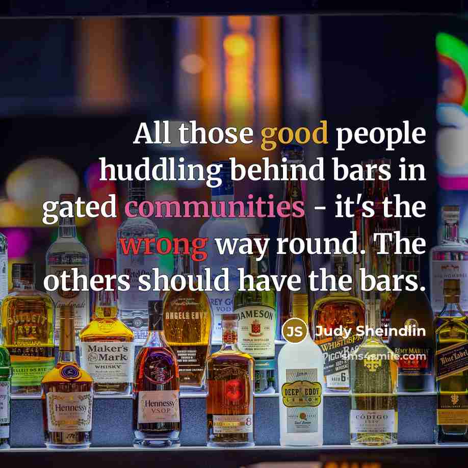 “All those good people huddling behind bars in gated communities - it's the wrong way round. The others should have the bars.” quote by Judy Sheindlin