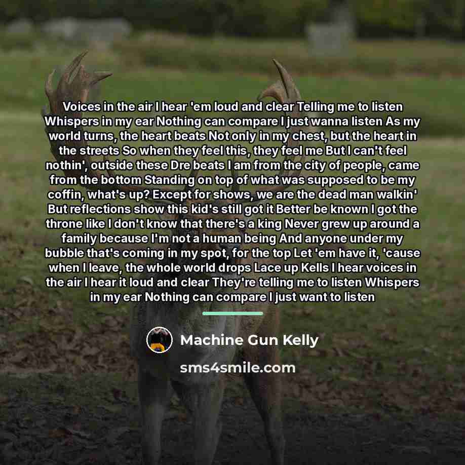 “Voices in the air I hear 'em loud and clear…” quote by Machine Gun Kelly