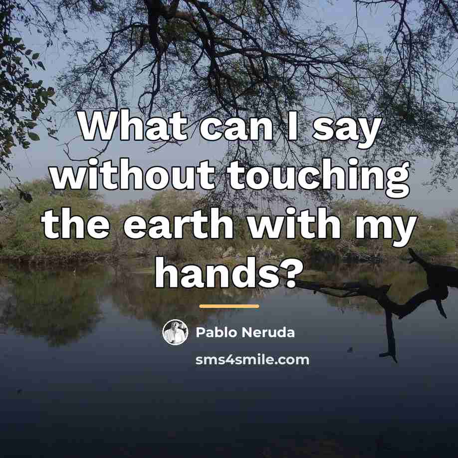 “What can I say without touching the earth with my…” quote by Pablo Neruda
