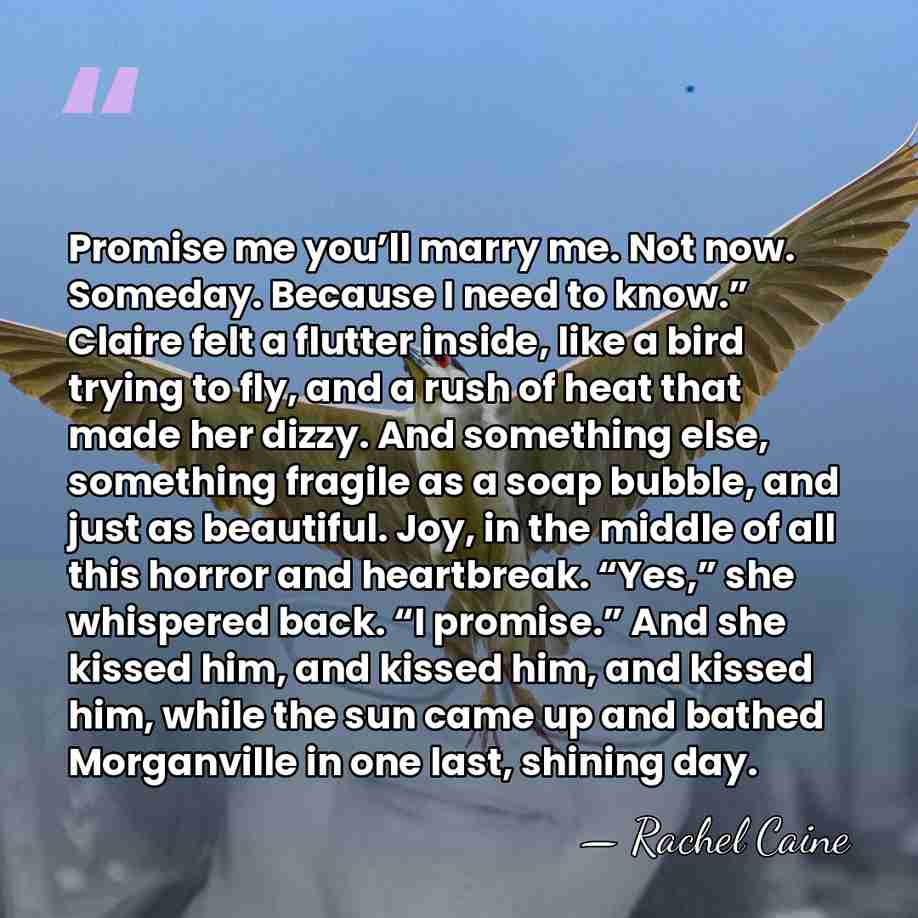 Promise me you’ll marry me. Not now. Someday. Because I need to&hellip; - Rachel Caine