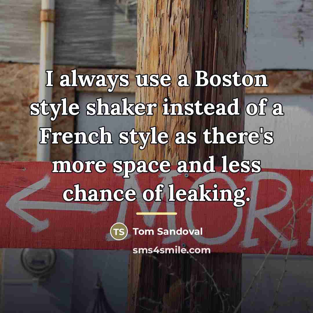 “I always use a Boston style shaker instead of a…” quote by Tom Sandoval