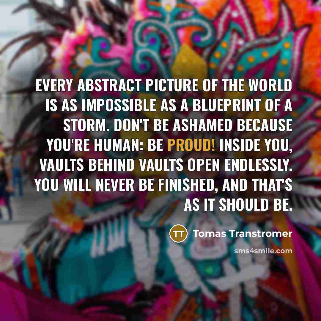 “Every abstract picture of the world is as impossible as…” quote by Tomas Transtromer