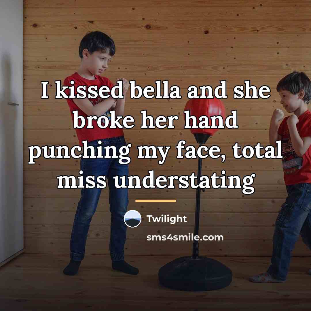 “I kissed bella and she broke her hand punching my…” quote by Twilight
