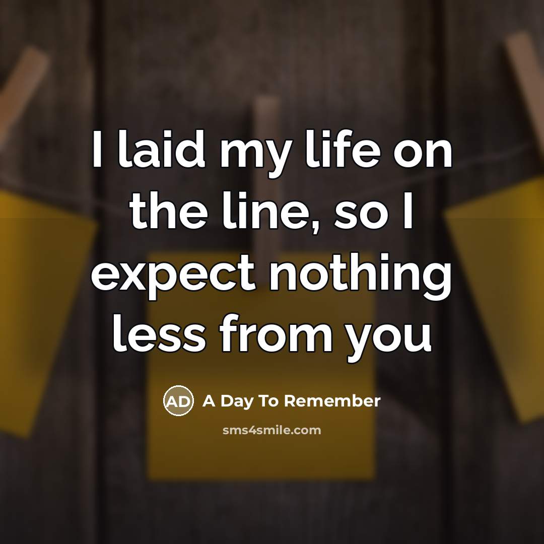 “I laid my life on the line, so I expect…” quote by A Day To Remember