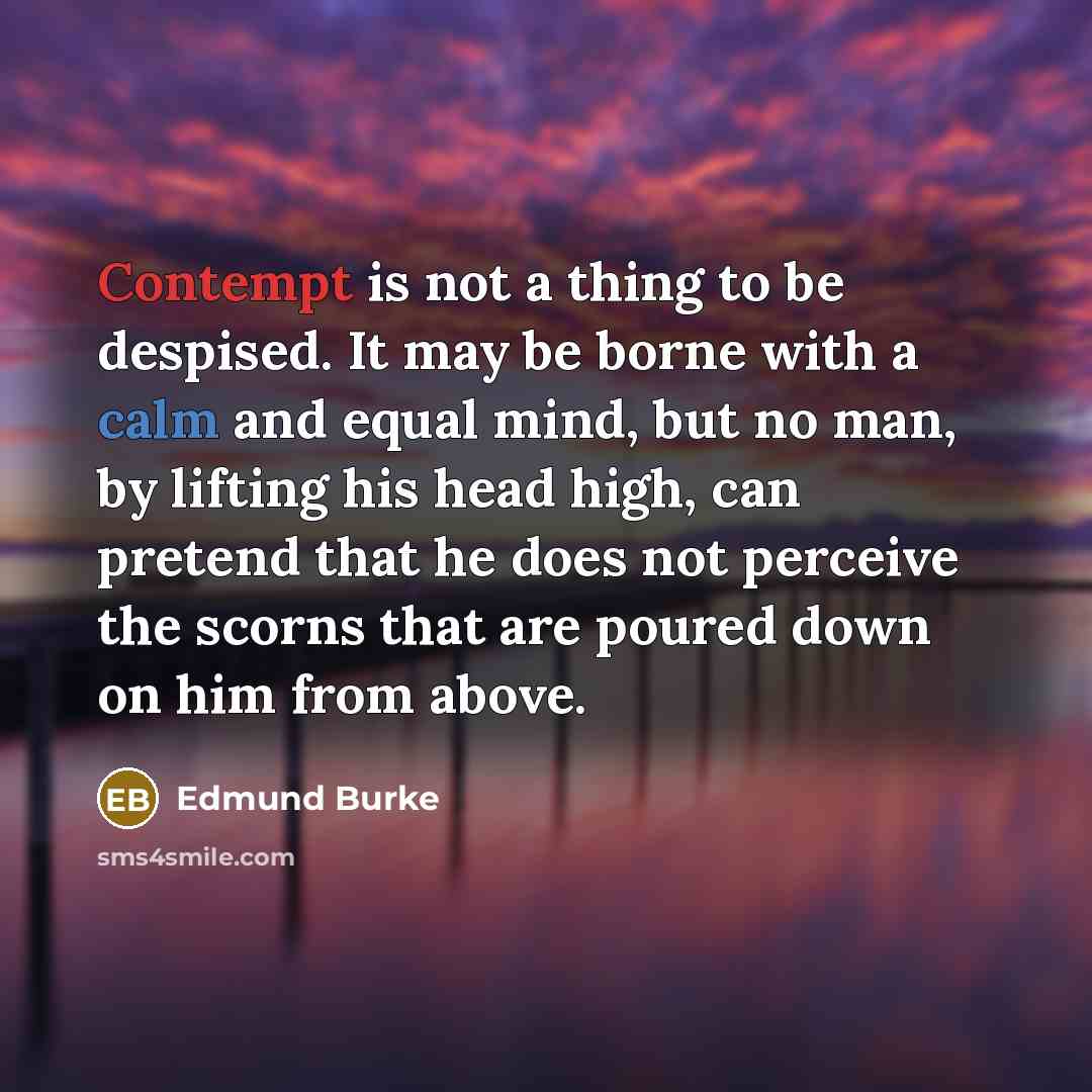 “Contempt is not a thing to be despised. It may…” quote by Edmund Burke