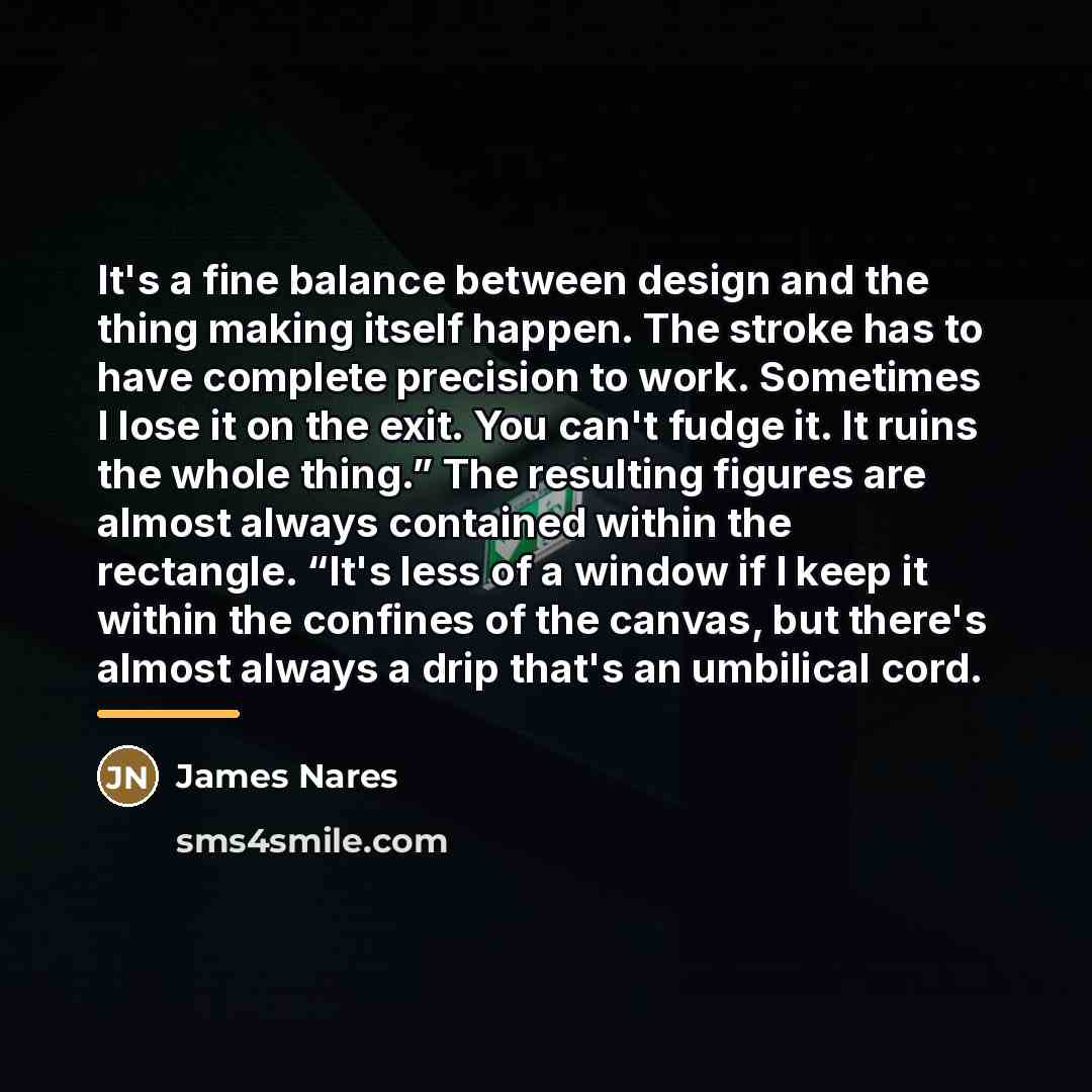 “It's a fine balance between design and the thing making…” quote by James Nares