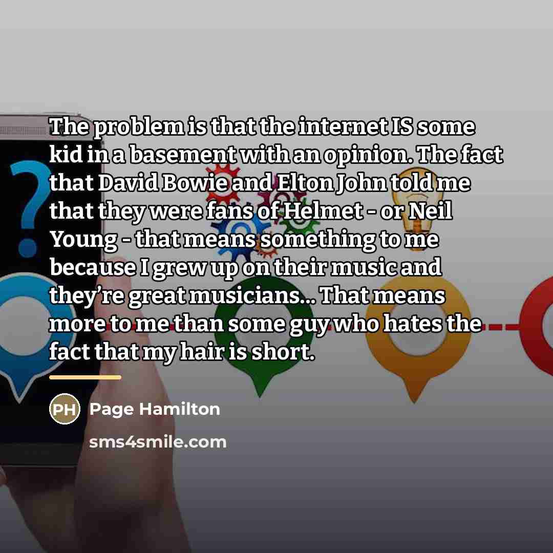 “The problem is that the internet IS some kid in…” quote by Page Hamilton