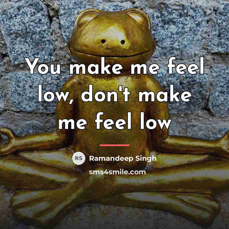 “You make me feel low, don't make me feel low…” quote by Ramandeep Singh