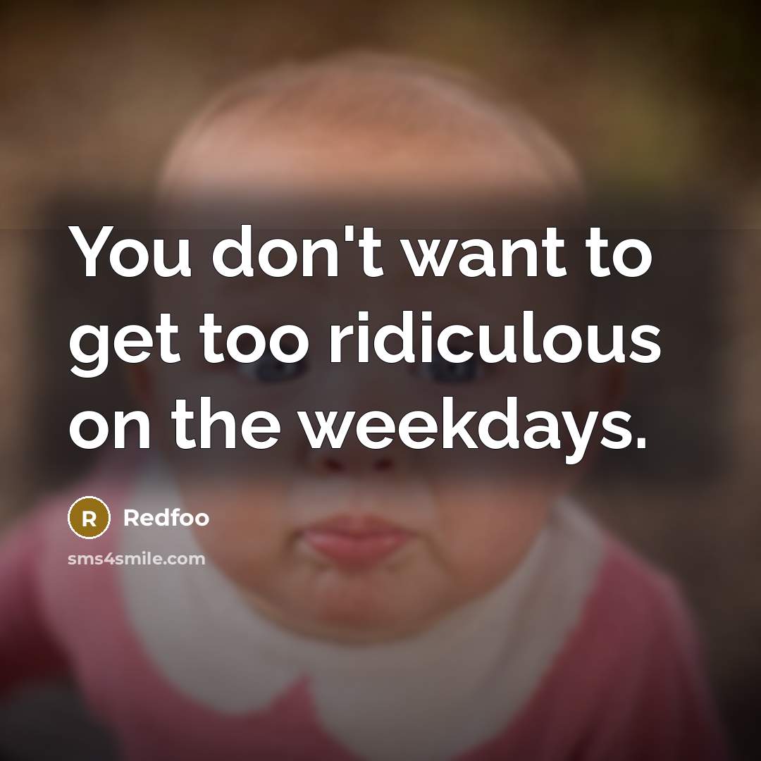 “You don't want to get too ridiculous on the weekdays.…” quote by Redfoo