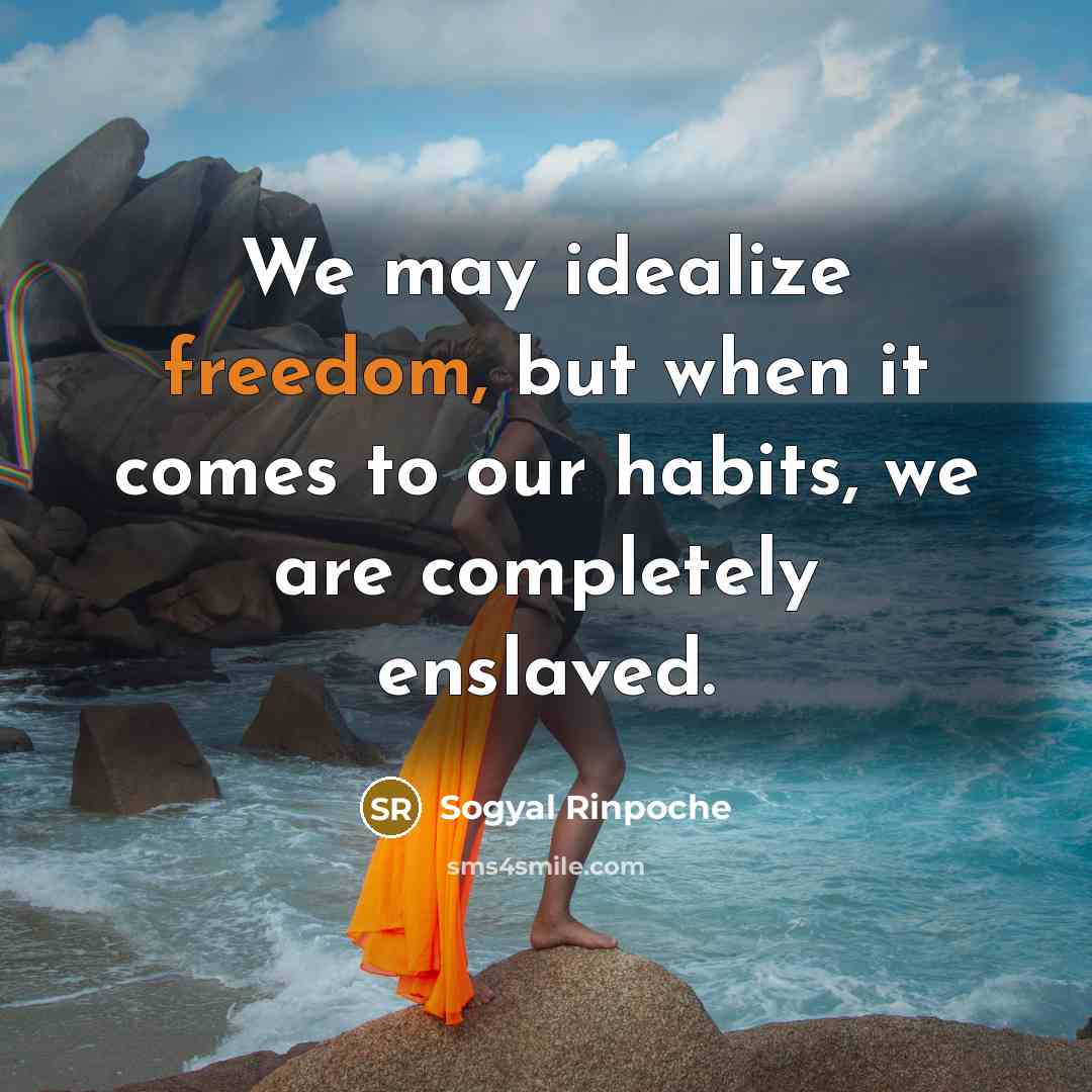 “We may idealize freedom, but when it comes to our…” quote by Sogyal Rinpoche