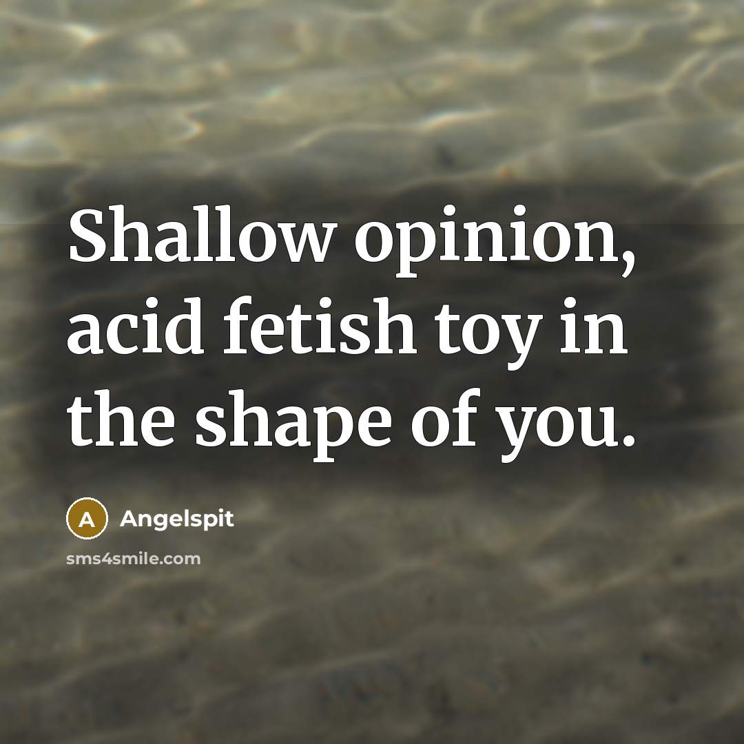 “Shallow opinion, acid fetish toy in the shape of you.…” quote by Angelspit