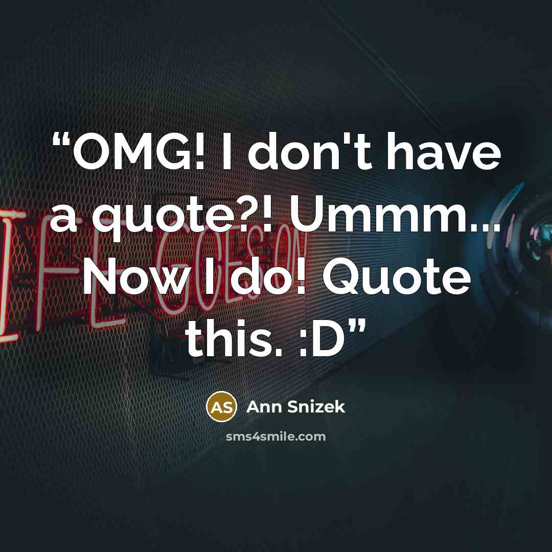 “OMG! I don't have a quote?! Ummm... Now I do! Quote this. :D” quote by Ann Snizek