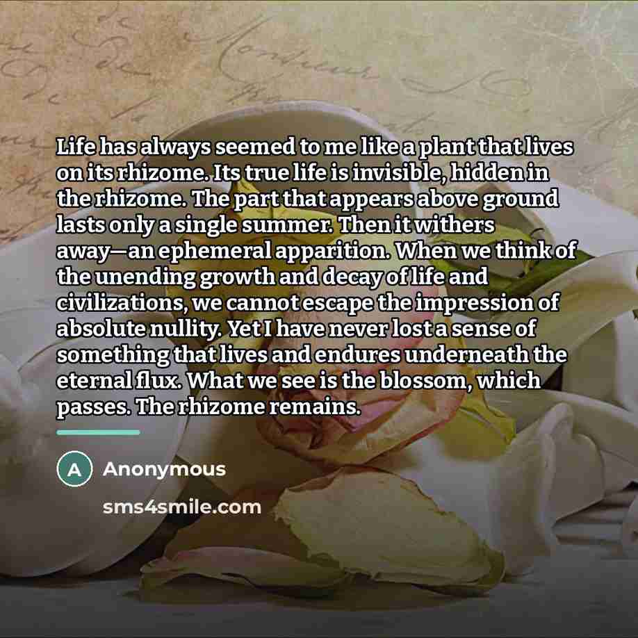 “Life has always seemed to me like a plant that…” quote by Anonymous