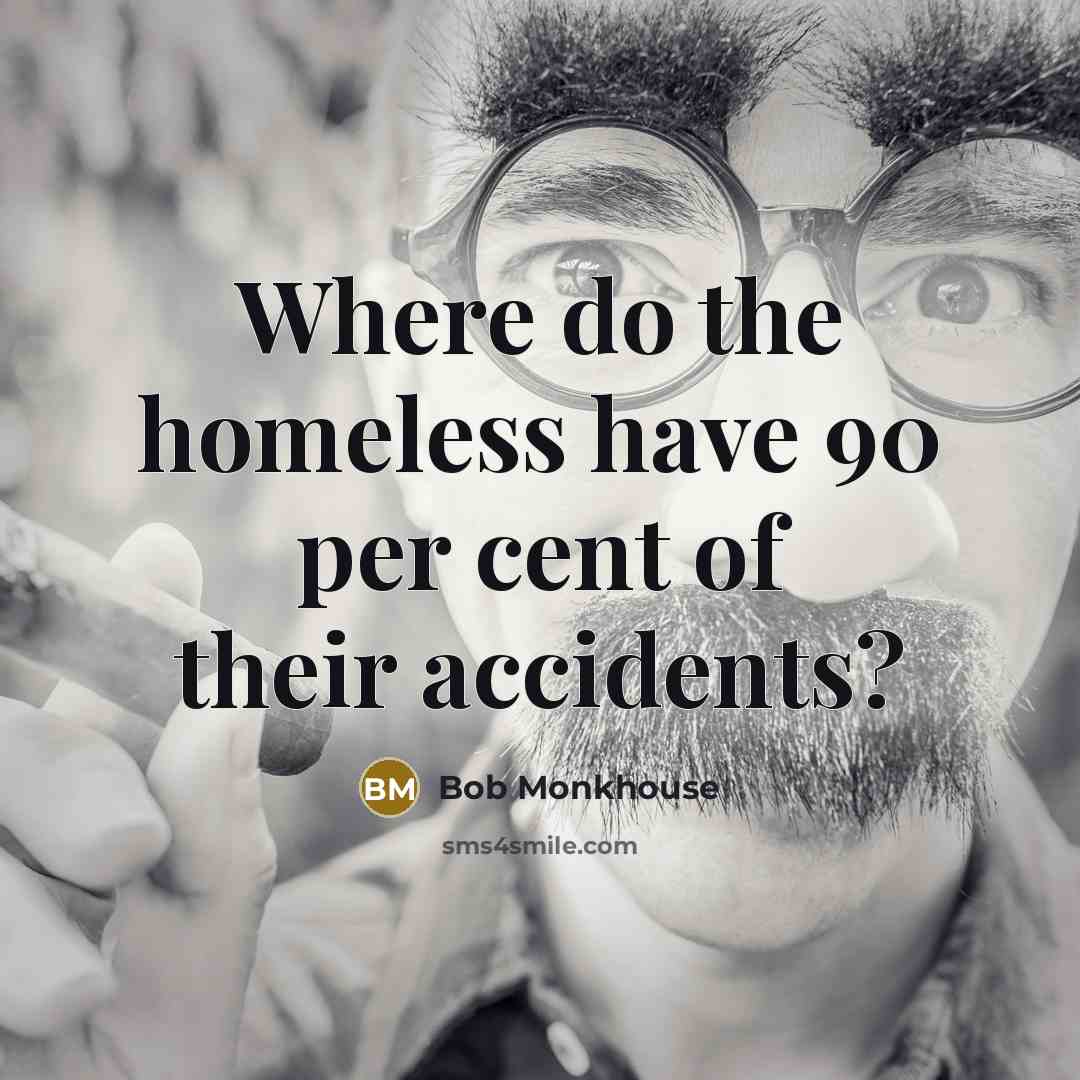 “Where do the homeless have 90 per cent of their…” quote by Bob Monkhouse