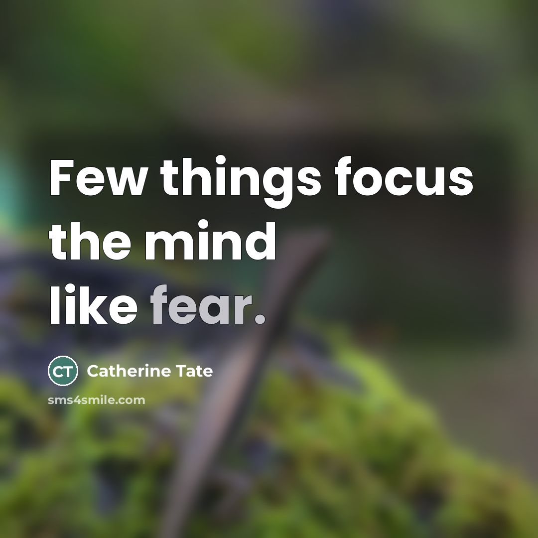 “Few things focus the mind like fear.…” quote by Catherine Tate