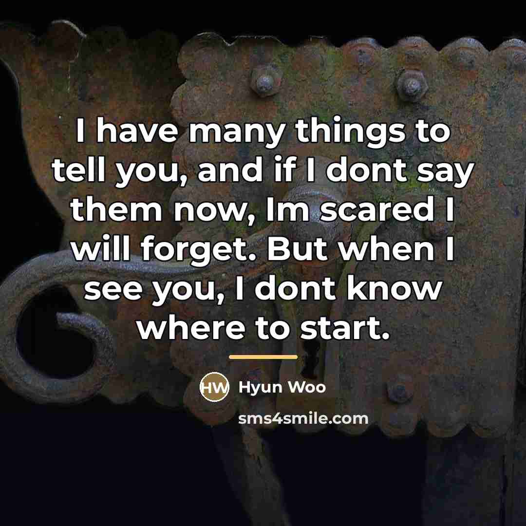 “I have many things to tell you, and if I…” quote by Hyun Woo