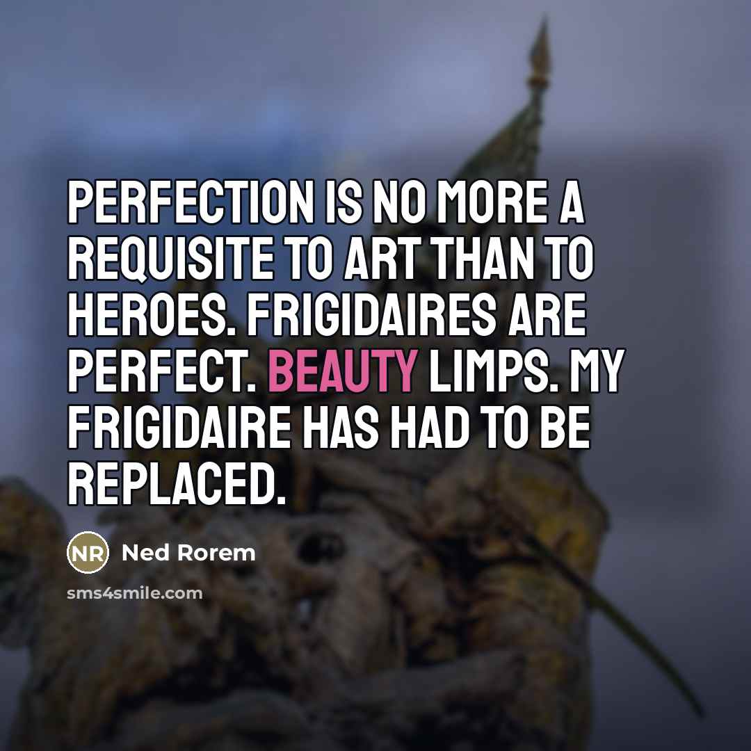 “Perfection is no more a requisite to art than to…” quote by Ned Rorem