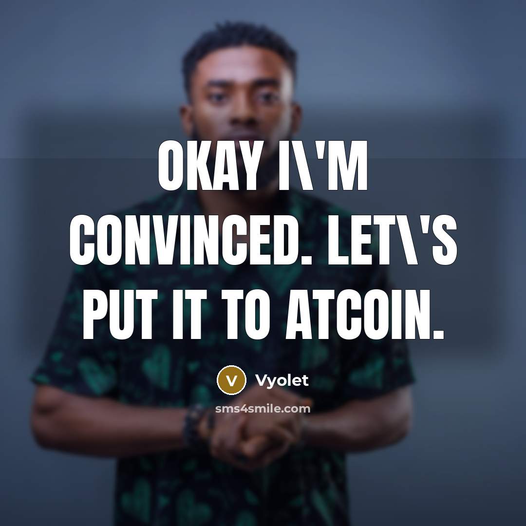 “Okay I\'m convinced. Let\'s put it to atcoin.” quote by Vyolet