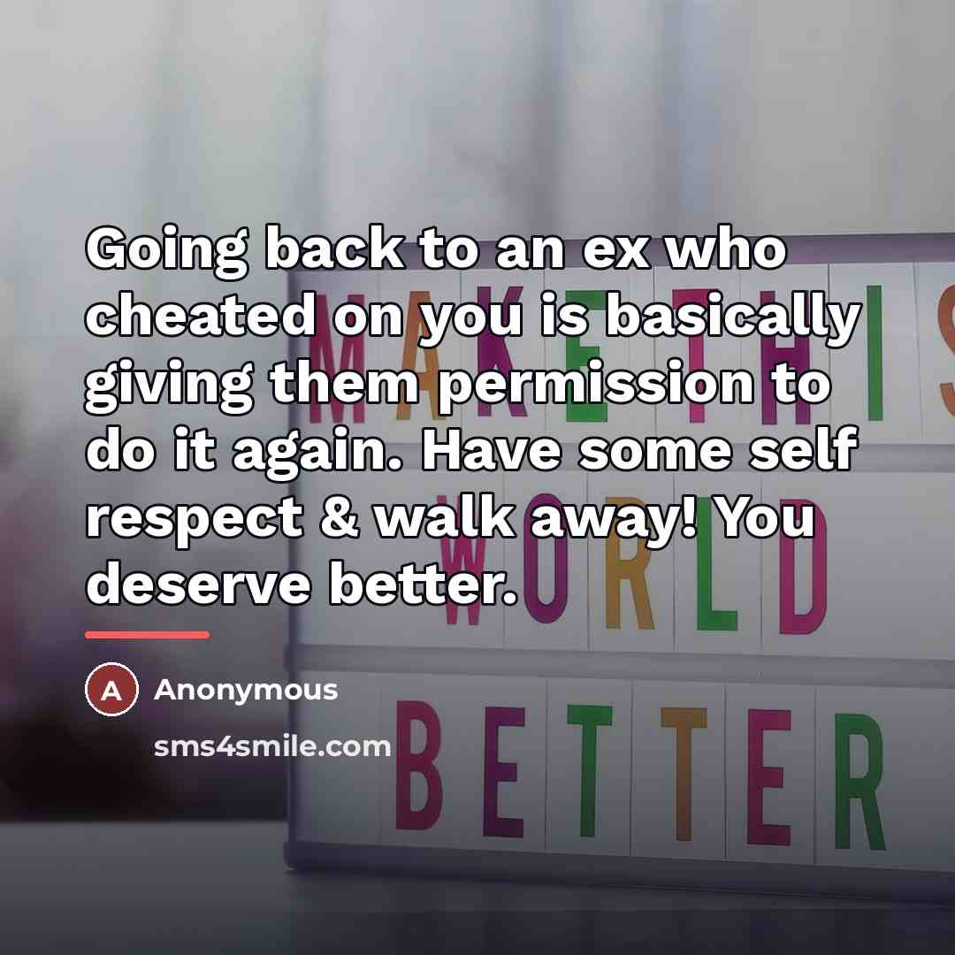 “Going back to an ex who cheated on you is…” quote by Anonymous
