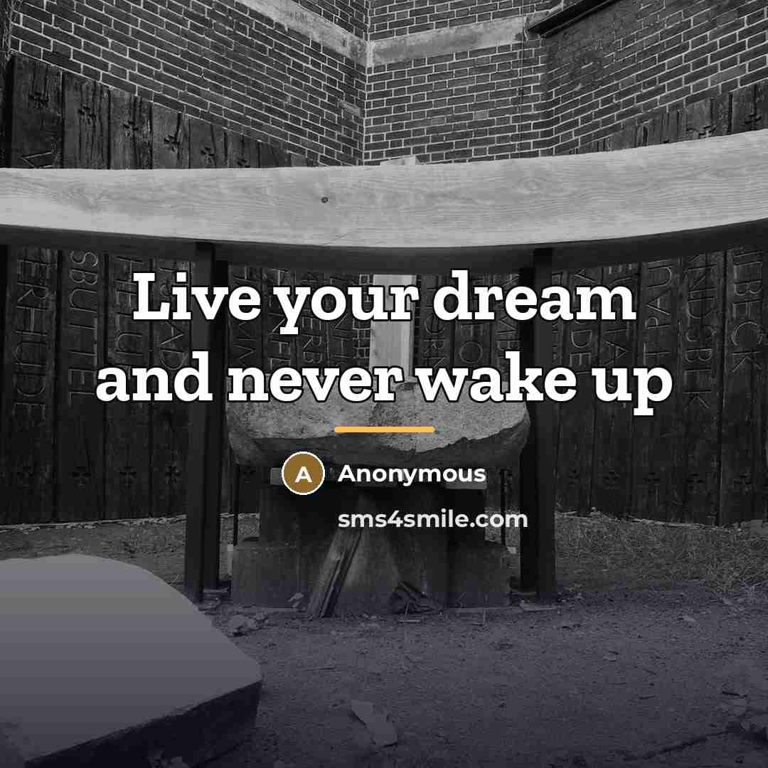 “Live your dream and never wake up…” quote by Anonymous