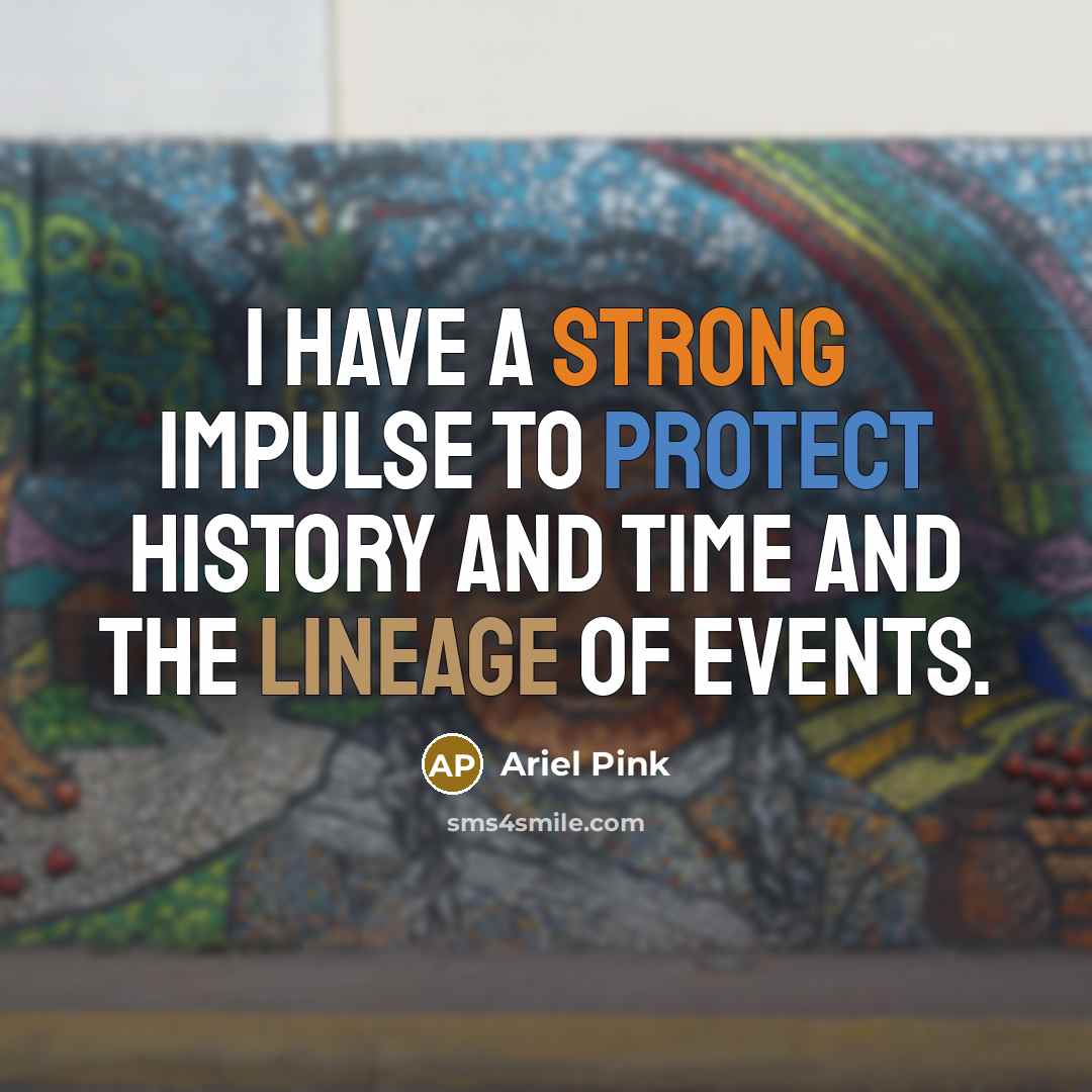 “I have a strong impulse to protect history and time…” quote by Ariel Pink