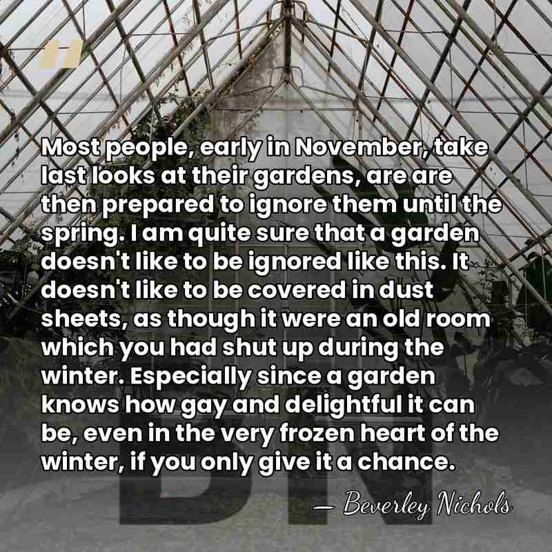Most people, early in November, take last looks at their gardens, are&hellip; - Beverley Nichols