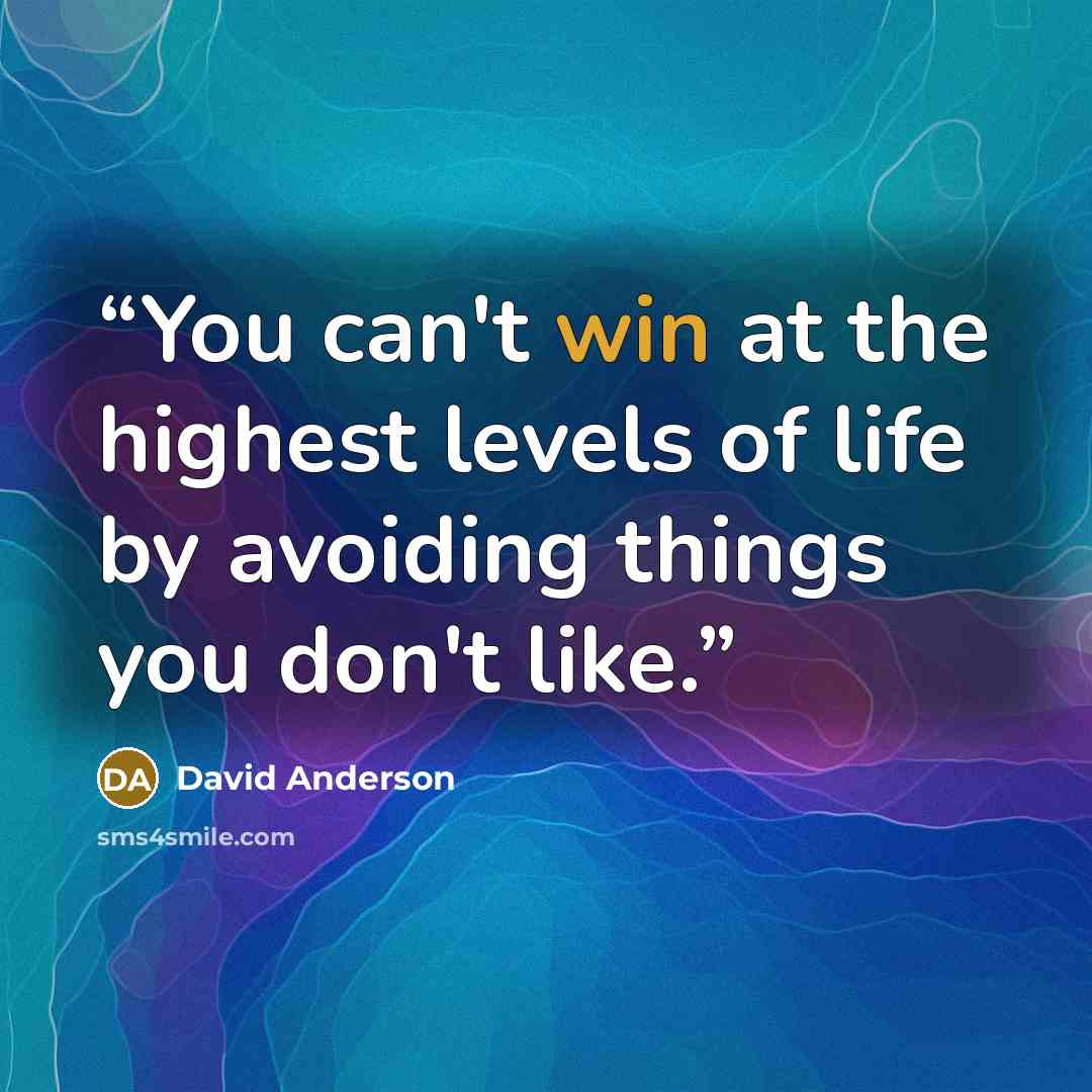 “You can't win at the highest levels of life by avoiding things you don't like.” quote by David Anderson