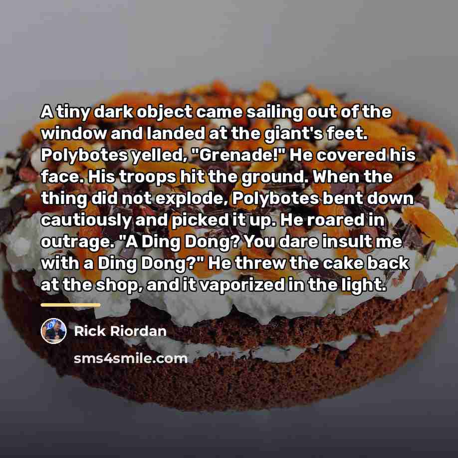 “A tiny dark object came sailing out of the window…” quote by Rick Riordan