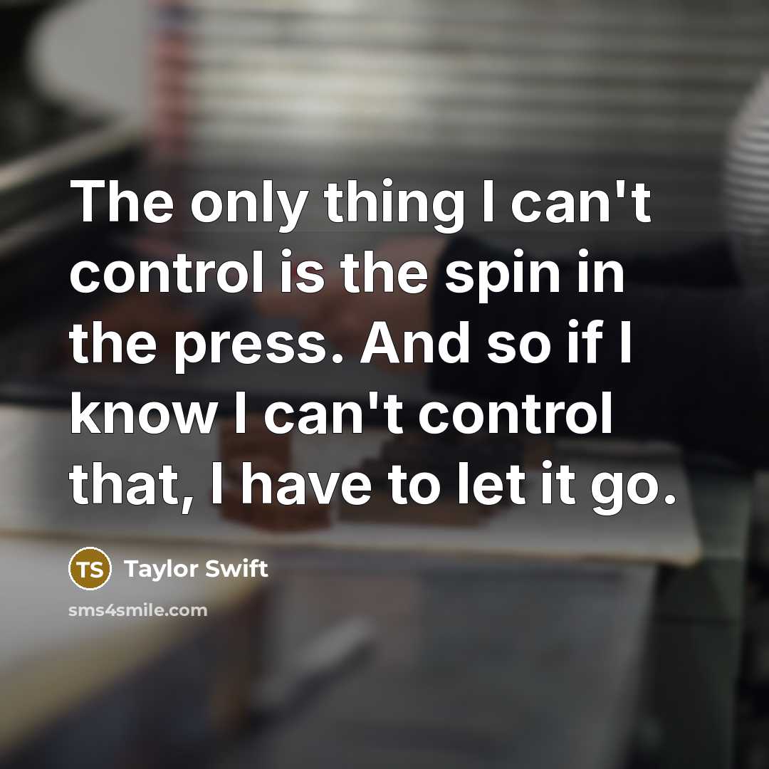 “The only thing I can't control is the spin in…” quote by Taylor Swift