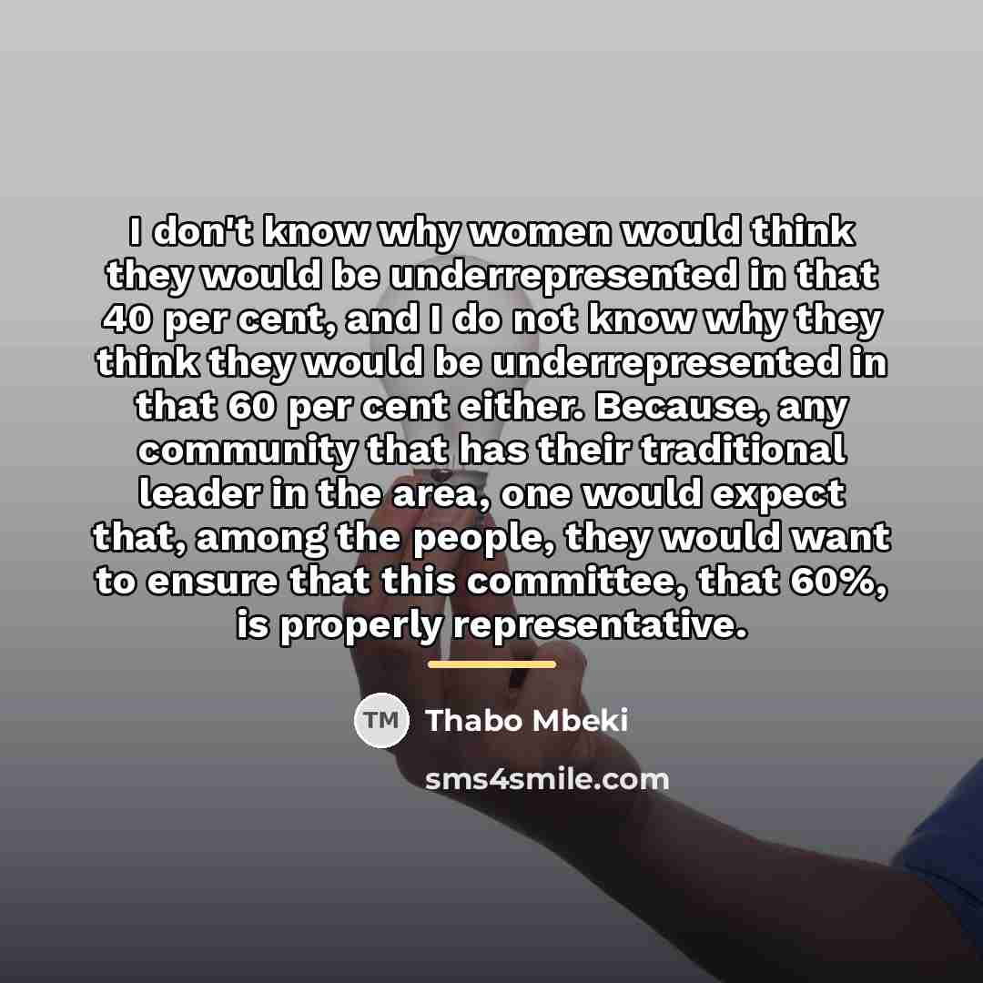 “I don't know why women would think they would be…” quote by Thabo Mbeki